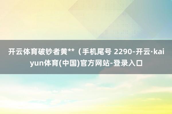 开云体育破钞者黄**（手机尾号 2290-开云·kaiyun体育(中国)官方网站-登录入口